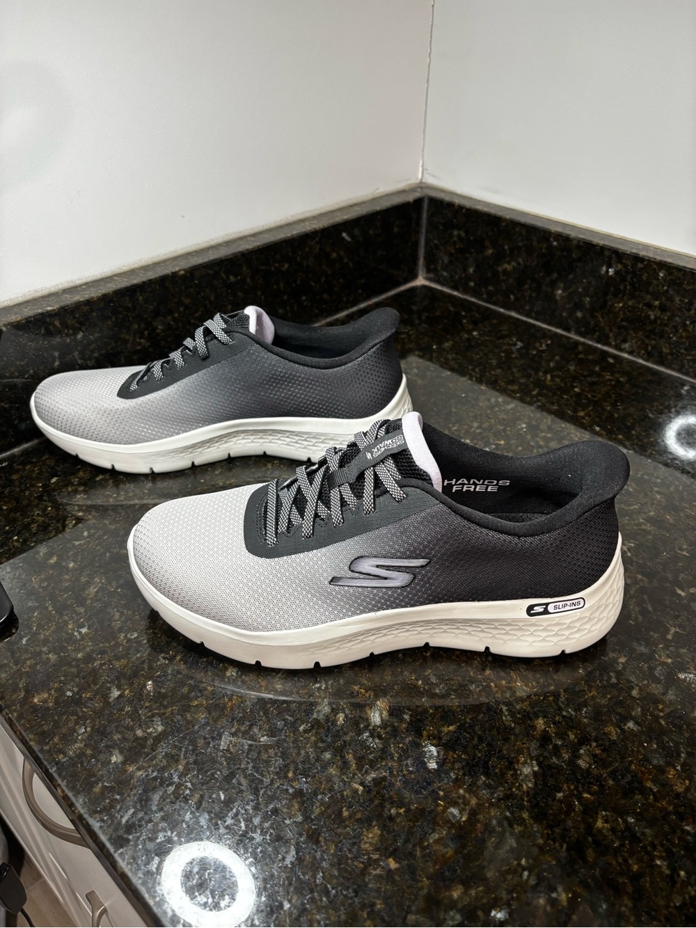 SKECHERS NWOT GOWALK Lightweight Grey & Black Ombré Slip-On Sneaker - Picture 8 of 11